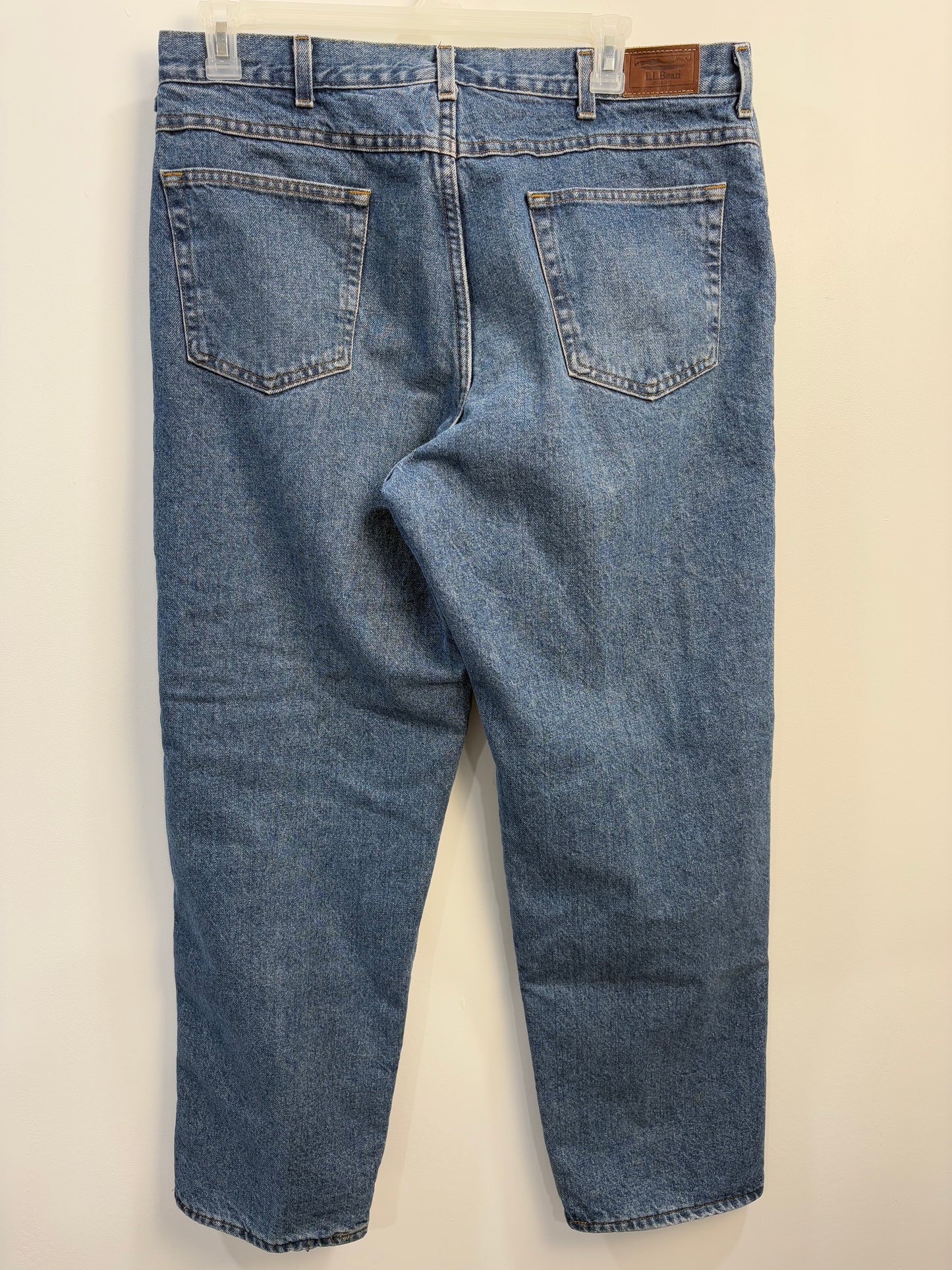 LL Bean Plaid Lined Jeans (38x32)