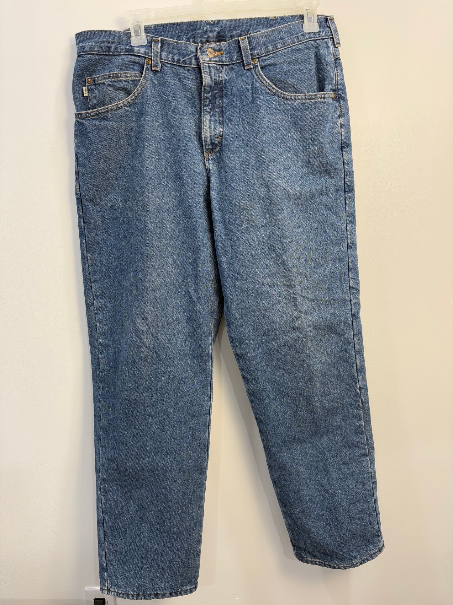 LL Bean Plaid Lined Jeans (38x32)