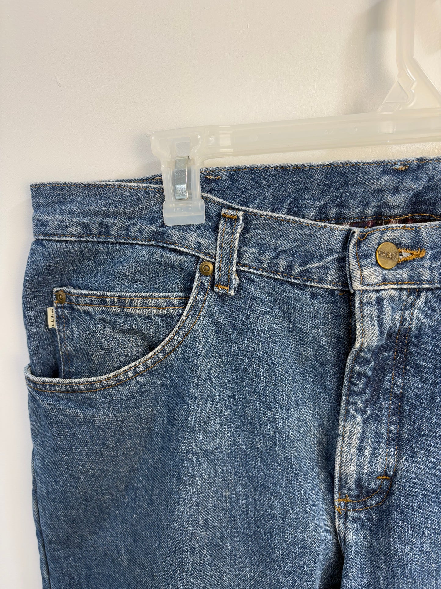 LL Bean Plaid Lined Jeans (38x32)